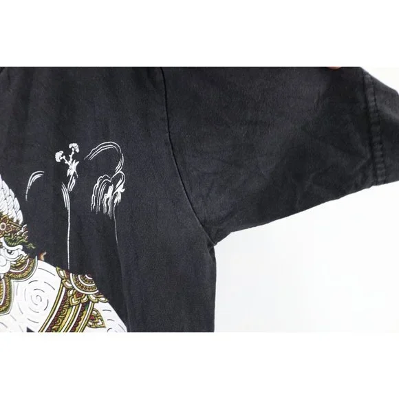 Vintage Streetwear Mens Medium Faded Hanuman Transform Thailand T-Shirt Black - Picture 7 of 12